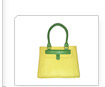 Желтая сумка с зеленым кожаным декором